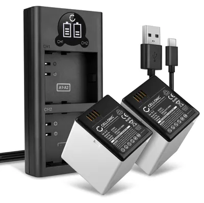 Immagine prodotto di CELLONIC 2x Batteria per Smart home Compatibile con Arlo Go 1, A-2 – (3000mAh, 7.2V) + Caricabatterie Doppio