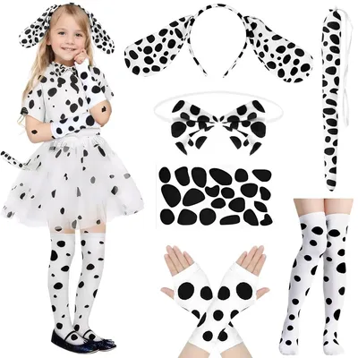 Dalmatiner Kostümset für Kinder, 6-teilig, Unisex, Karneval