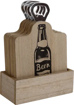 Produktbild von Cheers Bier Untersetzer mit Flaschenöffner im 4er Set