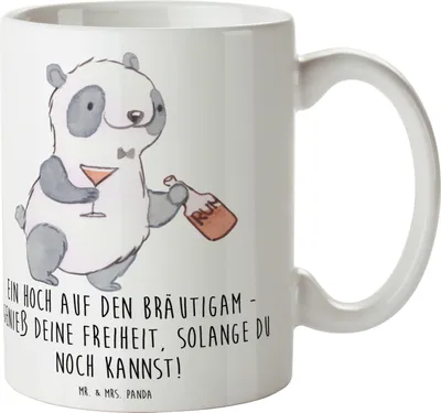 Produktbild von Mr. & Mrs. Panda Tasse Junggesellenabschied Feier - Weiß - Geschenk, Heirat, Highlight, Kaffeetasse, mit Spruch, Kaffeebecher, genieß deine Freiheit, unvergesslich