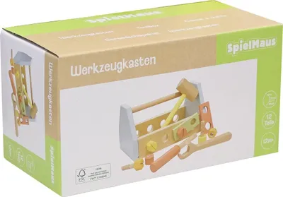 Image de SpielMaus : Boîte à outils en bois, jouet pour enfant, 11 pièces