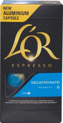 Zdjęcie produktu dla L'Or Espresso Espresso Decaffeinato, Kapsułka kawy, Espresso, 10 kub., 10 szt., 52 g, Pudełko