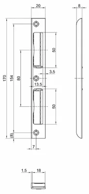 Produktbild von BKS Winkel-Schließblech S411 170 x 20 x 8 mm Stahl DIN L/R