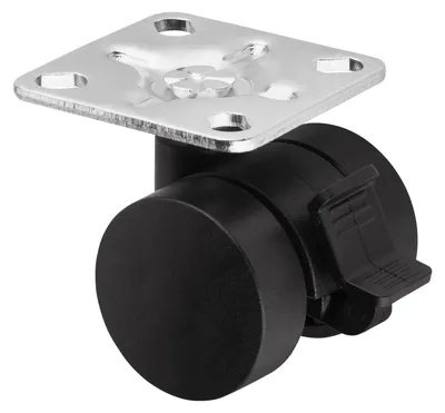 Produktbild von SOTECH Möbelrolle AACHEN Ø 35 mm schwarz – mit Bremse, Montageplatte