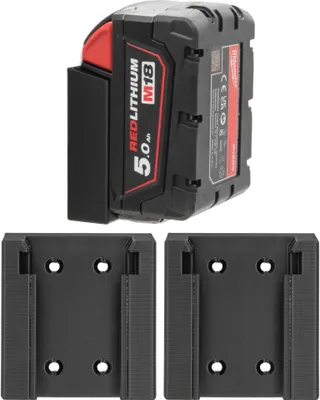 Produktbild von 2x Akku Halter für Milwaukee M18 Halterung Akkuhalter Wandhalter Wandhalterung 18V