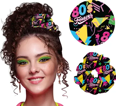 Produktbild von Disco Haaraccessoire Retro 80s Karneval Haarband Party Vintage Stil Scrunchie