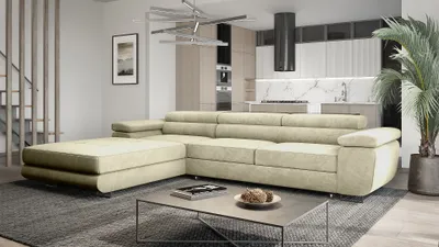Produktbild von Ecksofa mit Schlaffunktion und Bettkasten, Designer Schlafsofa mit Bettkasten