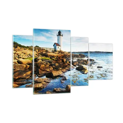 Produktbild von Bilder auf glas - Leuchtturm Ufer Wolke Landschaft - 120x70cm - Glasbilder - Wandbilder - Kunstdruck - zum Aufhängen bereit - Wanddekoration aus Glas - Glas Bilder - Wandbild auf Glas - GDL120x70-2973