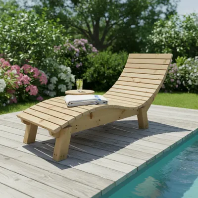 Produktbild von Gartenliege Relaxliege "Liege-Franzi" (Zirbe) Breite 70cm Einstiegshöhe 40cm mit Füßen