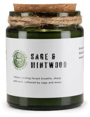 Obrázok produktu pre Sviečka zo sójového vosku Greenman Woodwick – Salvija a mäta