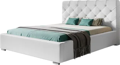 Produktbild von Polsterbett Boston mit Kopfteil, 120x200 cm, Doppelbett mit Bettkasten und Lattenrost aus Metal, Kunstleder, Farbe: Weiß