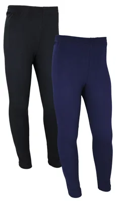 Produktbild von TupTam Mädchen Lange Leggings Unifarbe 2er Pack, Farbe: Schwarz / Dunkelblau, Größe: 158