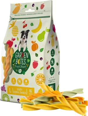 Zdjęcie produktu dla DUVO+ Garden bites - owocowe paluszki dentystyczne L 16cm 15szt / 270g worek, 65365363