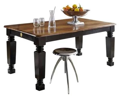Produktbild von MASSIVMOEBEL24.DE Esstisch mit Auszug Sheesham 140-180x90x76 schwarz/braun lackiert NEW BOSTON #151