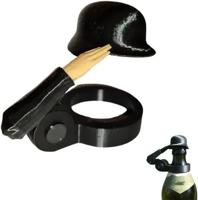 4er-Pack Bierflaschenhelm Soldatengruß, schwarz/grün, universell