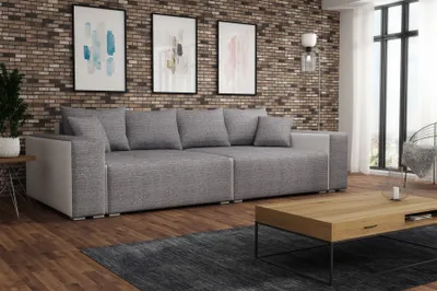 Produktbild von Big Sofa Couchgarnitur REGGIO Megasofa mit Schlaffunktion Weiss-Grau