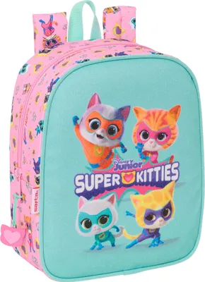 Produktbild von Schulrucksack SuperKitties Rosa türkis 22 x 27 x 10 cm