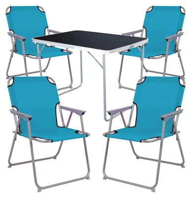 Image de set de camping 5 pièces table de camping + 4 chaises de camping Petrol