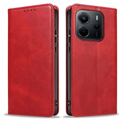 Produktbild von Handyhülle für Xiaomi Redmi Note 14 5G Kunstleder Flip Cover Hülle Klapphülle Case Kartenfach Farbe: Rot