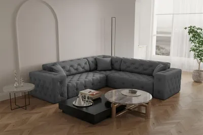Produktbild von Ecksofa Designersofa CHANTAL in Stoff Opera Velvet Grau Seite Universal