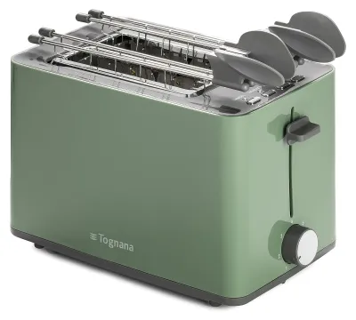 Broodrooster mit Doppelzange, Krümelschublade, 850 W, Salbeigrün