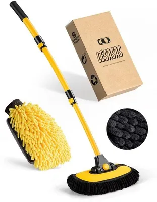 Image de Kit de brosses de lavage pour voiture, 50-102 cm, douces, en microfibre, courbées à 15°, ne rayent pas