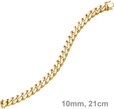 Produktbild von 10mm breites Armband Armkette Panzerarmband 585 Gold Gelbgold 21cm