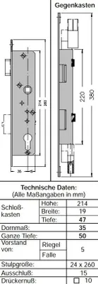 Produktbild von Schüco Antipanik Riegel-Fallenschloss Fkt E, DIN rechts 211378