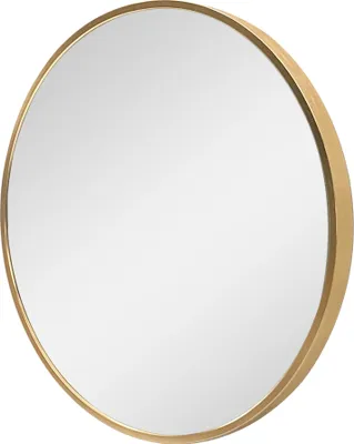 Produktbild von Wandspiegel Modugno 40 cm Badezimmerspiegel Badspiegel Schminkspiegel Hängespiegel rund Aluminiumrahmen Wandmontage Gold