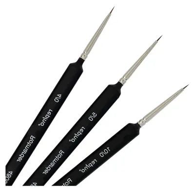 Produktbild von Künstlerpinsel Set aus Rotmarderhaar in feiner Ausführung (Größen 10/0, 5/0, 4/0) für Aquarell und Acryl