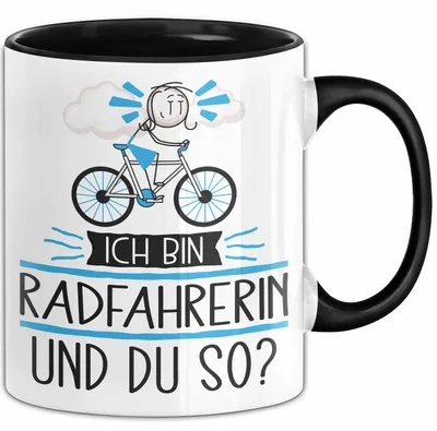 Produktbild von Radfahrerin Tasse Geschenk Ich Bin Radfahrerin Und Du So Geschenkidee Lustiger Spruch Becher (Schwarz)