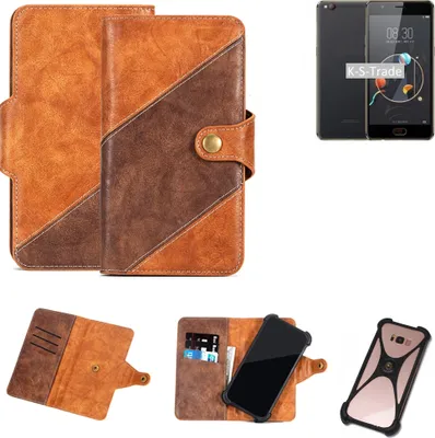 Produktbild von K-S-Trade Handy-Hülle Schutz-Hülle Bookstyle Case Wallet-Case kompatibel mit Nubia M2 Handy Cover Bumper Kantenschutz Smartphone dunkelbraun braun