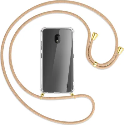 Produktbild von Handykette Backcover-Schutzhülle mit Band (Metall goldfarben) für Nokia 2.2 - beige