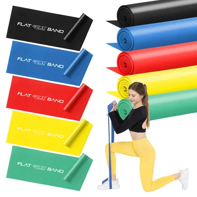 Produktbild von 4FIZJO FLAT BAND, 2 m, 5er-Set, Latexbänder, Rehabilitationsband, verschiedene Widerstände