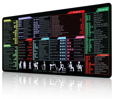 Produktbild von Schreibtischunterlage für Excel mit Tastenkürzeln - 900 x 400 mm - Gummi - Rutschfest - Mauspad für Gaming und Büro