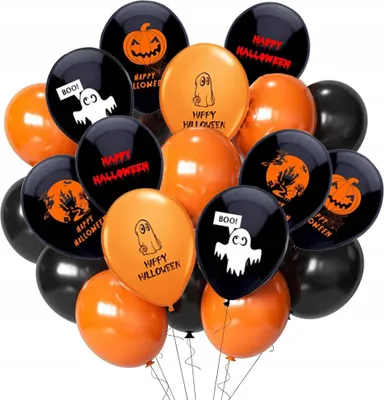 Immagine prodotto di Set di palloncini ad aria HALLOWEEN Arancione Nero con stampa Mix 20 pz.