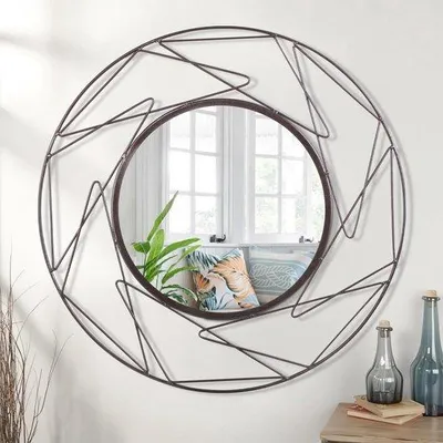 Imagen del producto de Espejo redondo de pared, 30 cm de diámetro, color bronce. Ideal para salón, baño o dormitorio