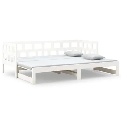 Produktbild von vidaXL Tagesbett Ausziehbar Weiß Massivholz Kiefer 2x(80x200) cm