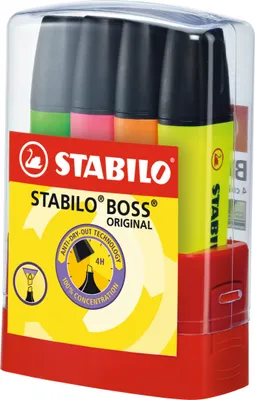 Produktbild von Textmarker - STABILO BOSS ORIGINAL BOSSparade - 4er Tischset - grün, pink, orange, gelb
