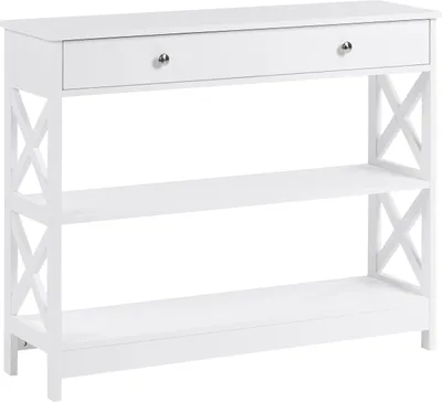 Zdjęcie produktu dla BELIANI Konsola biała z szufladą i półkami 100 x 30 cm do salonu sypialni
