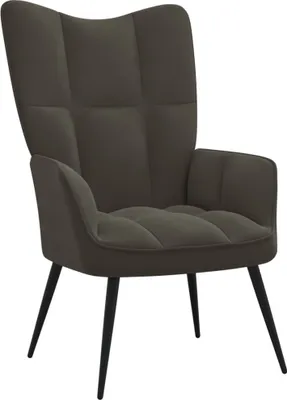 Image de The Living Store fauteuil inclinable en velours gris foncé