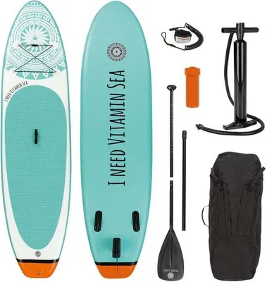 Produktbild von EASYmaxx Stand-Up- Paddle-Board 'I NEED VITAMIN SEA' SUP inkl. Tragetasche Reparatur-Kit & Luftpumpe mit praktischem Tragegriff