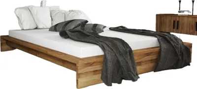 Produktbild von Bett Lubic 3 Sonderlänge 100x210 Wildeiche massiv o. Kopfteil mit Holzfußgestell