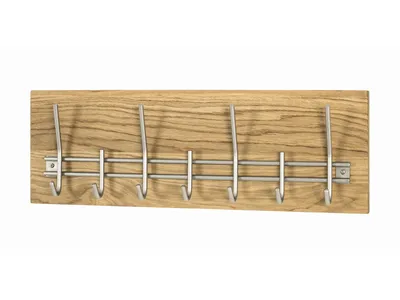 Produktbild von Haku Wandgarderobe aus Massivholz Eiche geölt / Haken in Edelstahl