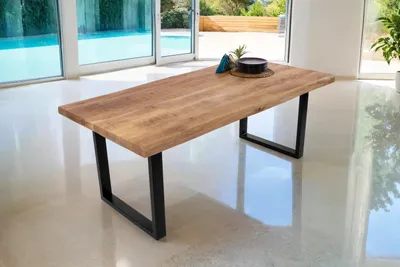 Produktbild von Esstisch Baumkante massiv Mango 200 x 100 U-Gestell schwarz CALI