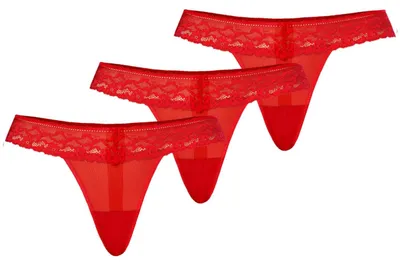 Immagine prodotto di Teyli confezione da 3: Perizoma a rete con pizzo floreale Leo Femmina 302-3 rosso M