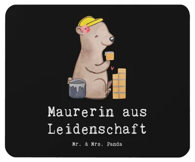 Produktbild von Mr. & Mrs. Panda Mouse Pad Maurerin Leidenschaft - Schwarz - Geschenk, Handwerkerin, Lustig, Mousepad, Witzig, Mauspad, pc, Gesellenprüfung, Spruch, mousematte, laptop