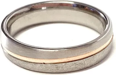 Produktbild von Herrenring Edelstahl matt mit 585/-  Rotgoldeinlage  #65