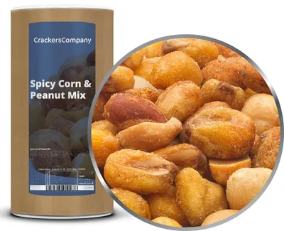 Produktbild von CrackersCompany Würzige Mais-Erdnuss-Mischung (Spicy Corn & Peanut Mix), Membrandose 600 g