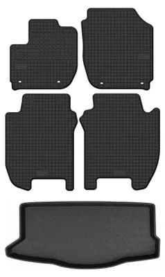 Productafbeelding van Rubberen automatten + kofferbakmat voor Honda Jazz V vanaf 2020 (hatchback) – 5-delig, zwart, op maat – Wielganizator